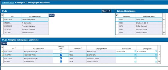 WORKFORCE START AND END DATES